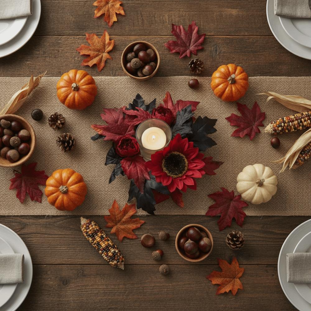 Simulated Maple Leaf Halloween Candle Wreath Artificial Wreath Ornament Festival