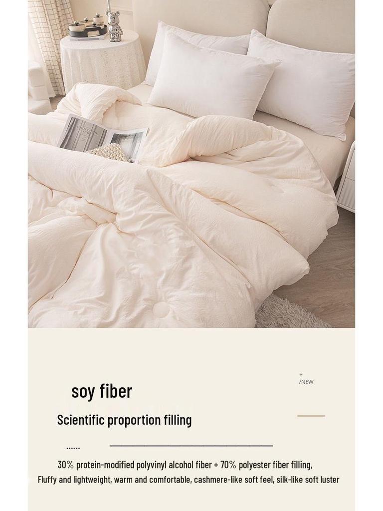 Grade A Mother-Baby 30% Cotton Soybean Fiber Quilt Cover - Spring/Autumn Double Quilt, Thick Winter Quilt, Perfect for Dorms