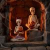 Creative Holiday Centerpieces 2Pcs/Set Couple Skeleton Statues, with Pumpkin Figurines, Men Mantel Shelf Accents Women Ornaments for Halloween