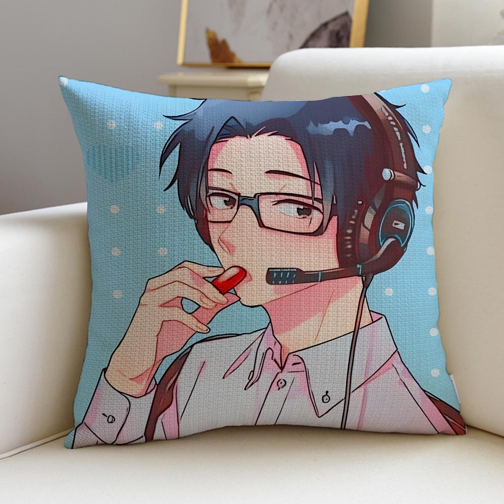 

Wotakoi Love Is Hard for Otaku Cushion Cover Breathable and skinfriendly linen pillowcase square removable and washable cushion 30X30cm
