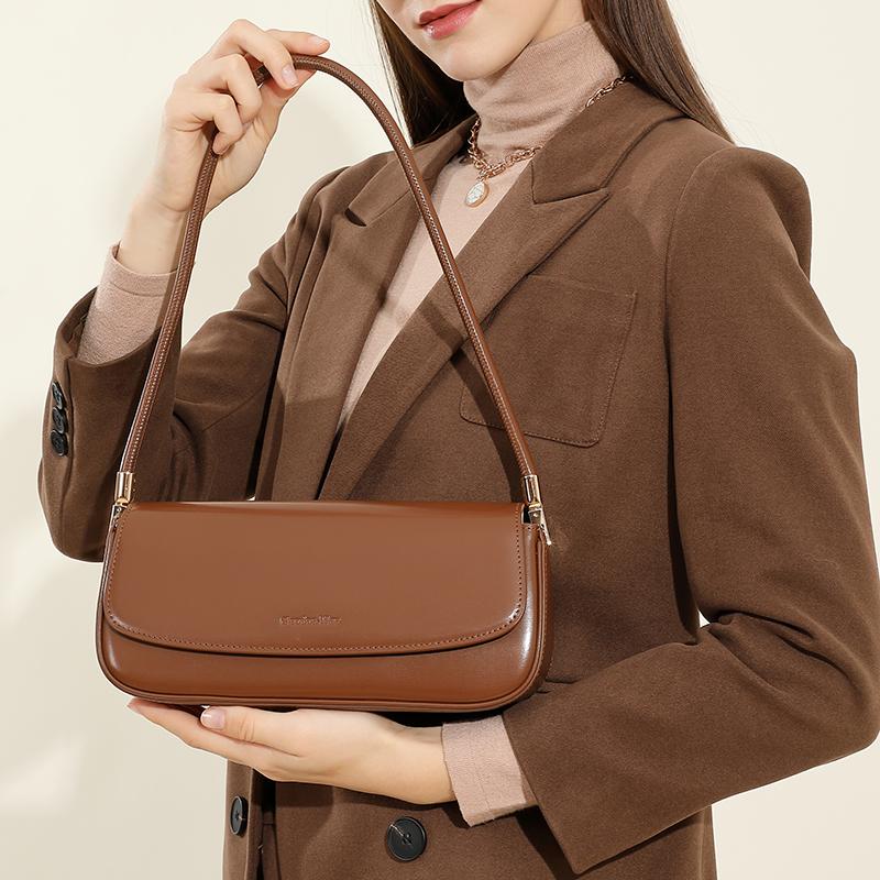 New Women's Baguette Bag Luxury Designer Shoulder Bag High Quality Cowhide Split Leather Handbags Fashi Women Rectangle Bags