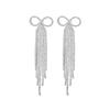 Luxury Shiny Diamond Long Fringed Bow Earrings
