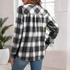 Women's V-neck Plaid Shirt Fashion Casual Shirt Button-up Top