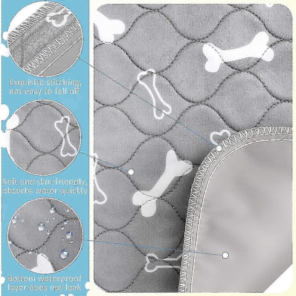 6 Washable Puppy Pads, Reusable Dog Training Pads, Waterproof Pet Pads for Transport Box, Easy Care, Grey, 80x90 cm