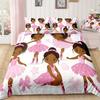 3pcs Vibrant Pink African American Ballerina Duvet Cover Set - Soft, Breathable, And Durable Bedding For Bedroom And Dorm Room