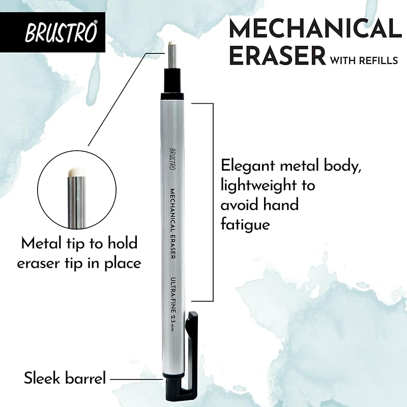 

BRUSTRO Mechanical Precision Retractable Zero Eraser | 2.3mm - Ultra-Fine Tip | Refillable, Perfect for Artists, Archite Eraser - 2.3mm белый