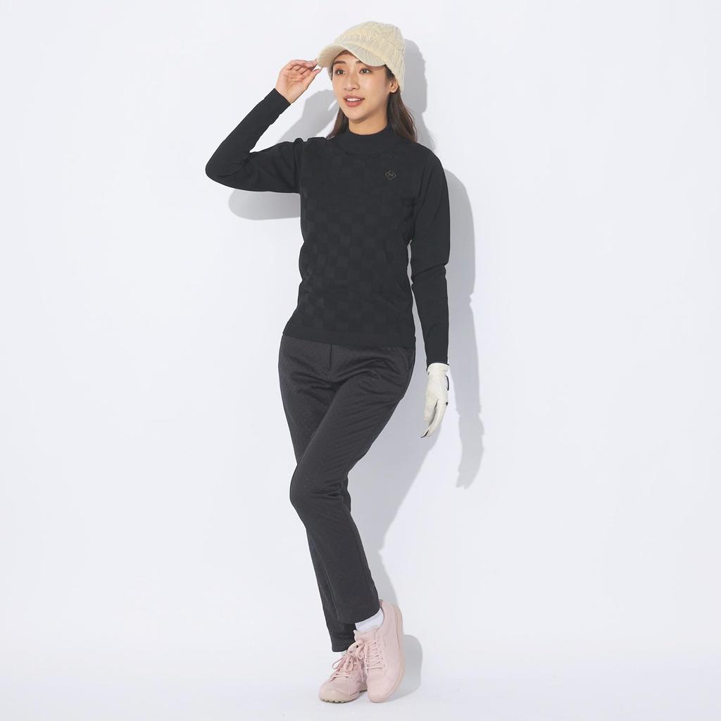 Marie Claire Women's Lightweight Block Check Mock Neck Knit 734724, Black