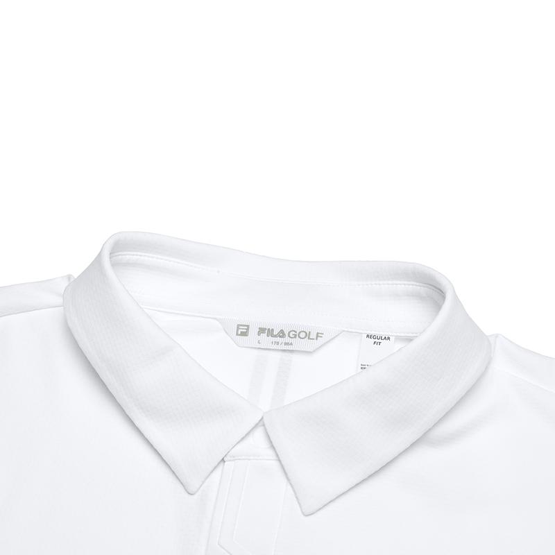 FILA Golf Series Solid Color Simple Versatile Knitted Short Sleeve Polo Shirt Men tops Jade-White A11M525103F-WT