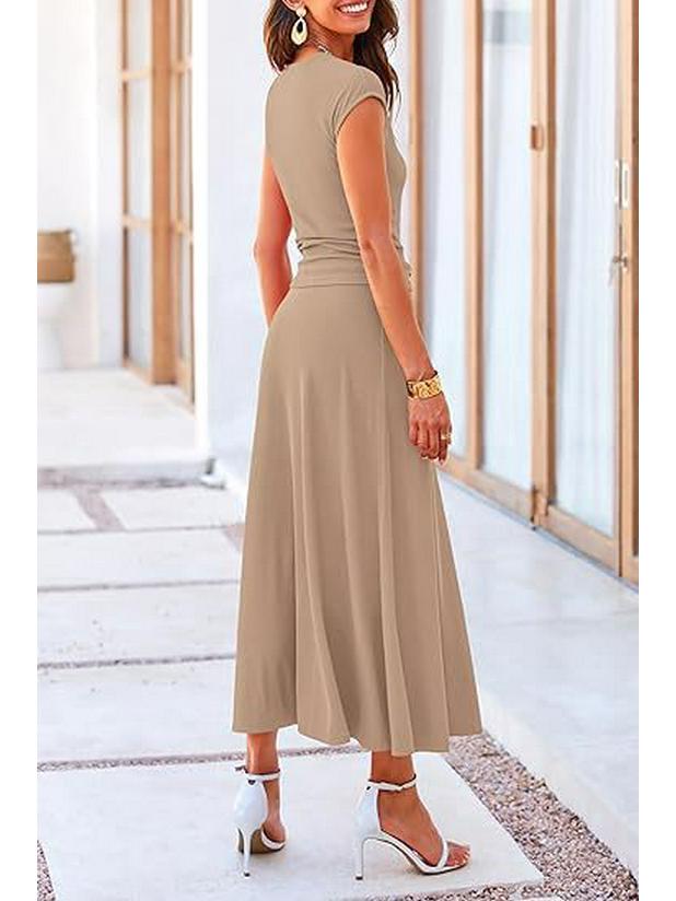 2025 Summer European-American Casual Knit Crop Top & High Waist Midi Skirt Set