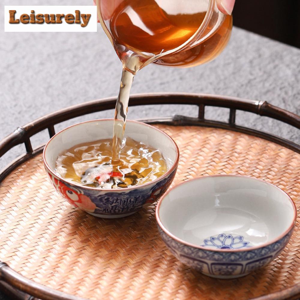 70 ml Teetassen aus blauem und weißem Porzellan, Retro-Fisch, Dargon, Meistertasse, Puer-Teeschale, Meditationstasse, Chazhan, Kung-Fu-Tee-Trinkgeschirr