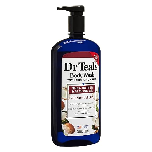Bagnoschiuma Dr Teal's con Sale di Epsom Puro, Burro di Karité e Olio di Mandorle per Ammorbidire e Idratare | Gel Doccia 710ml