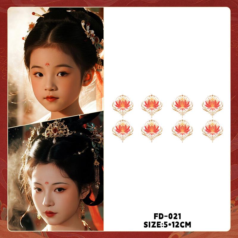 Ancient Style Dunhuang Glitter Face and Forehead Tattoo Stickers for Hanfu Costumes