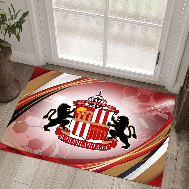 Sunderland Football Design Crystal Velvet Carpet Cozy Non?Slip Printed Rug For Bedroom Living Room Entrance