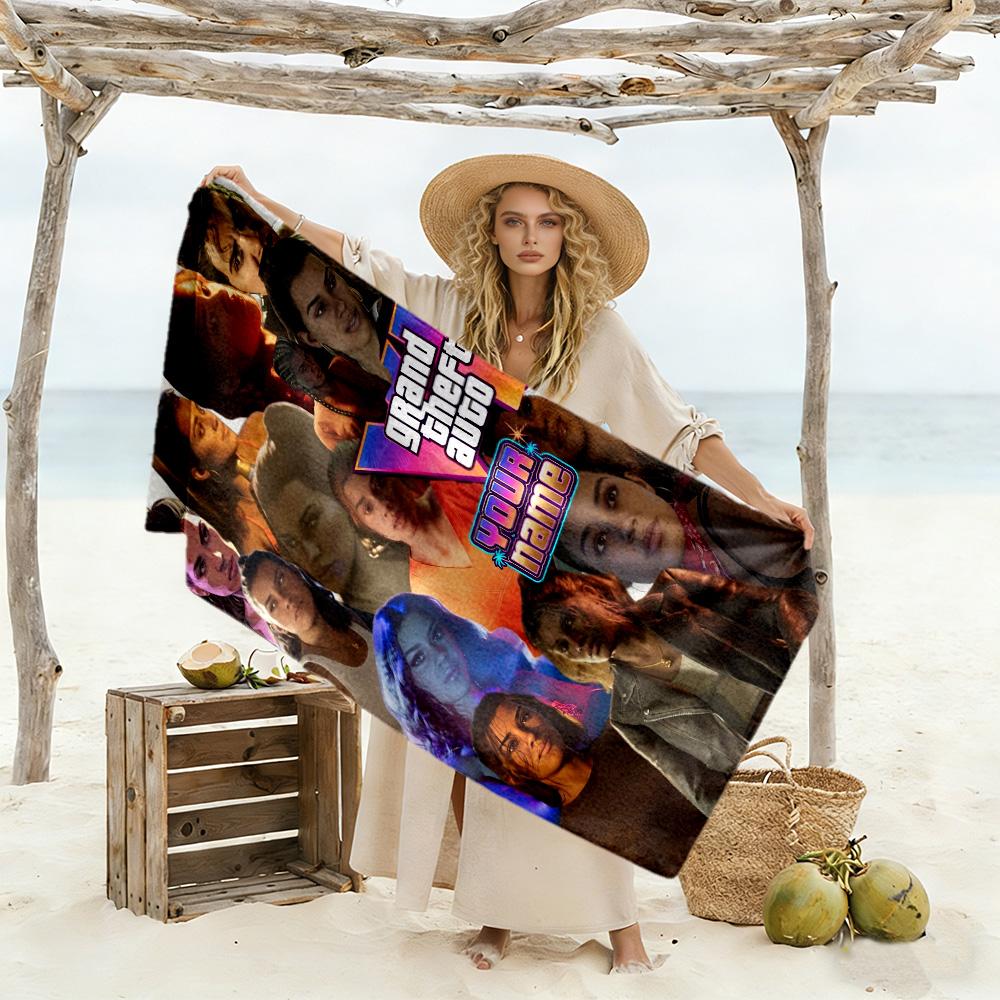 Grand Theft Auto Customize Your Name Beach Towel High Absorbency & Quick-Dry Perfect for Traveling Yoga Camping and Swimming