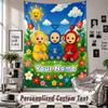 Wall Hanging Tapestry With Custom Name & Text, Teletubbies Decorative Tapestry For Bedroom