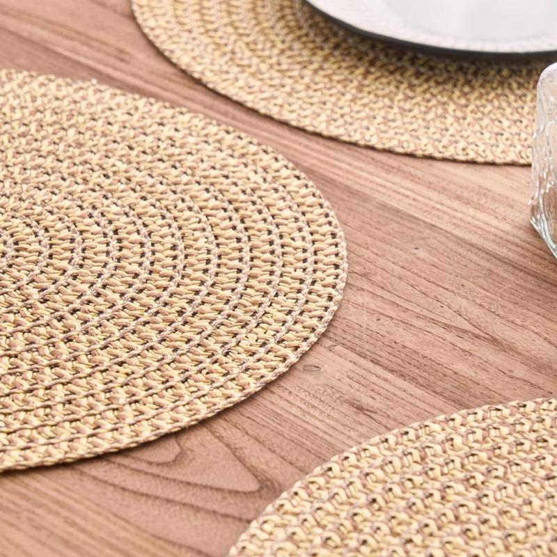 Minimalists Rose Cutout Linen Placemat Biodegradable Materials Heat Protective for Home and Restaurant Use Round