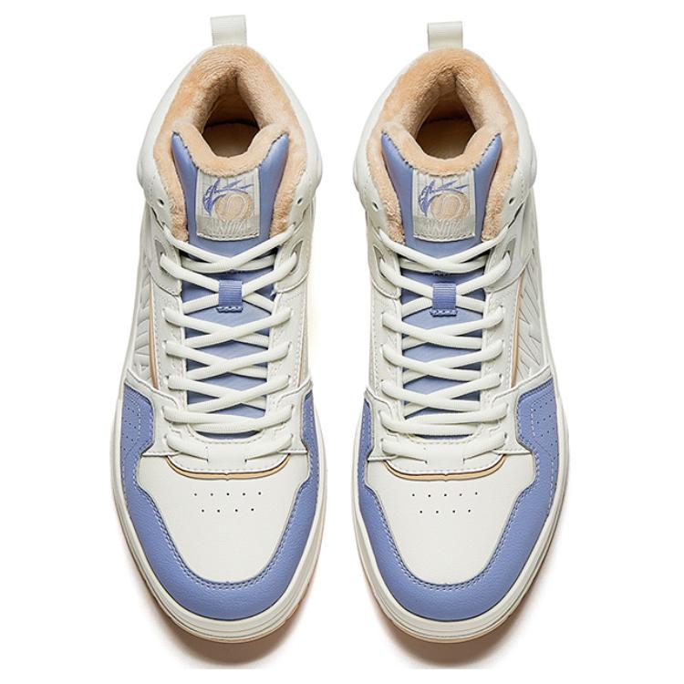 Anta Full Score Comfortable Versatile Non-Slip Warm High-Top Skate Shoes Women Skate Shoes White Blue 122448972-1