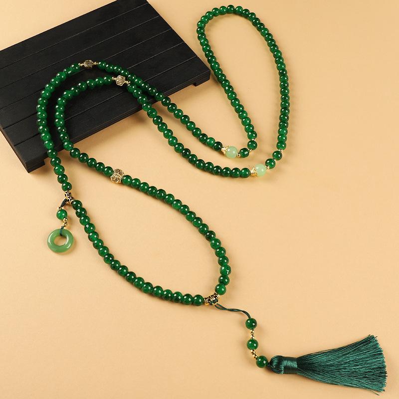 

Элегантное ожерелье-кисть из 108 бусин: Винтажная китайская цепочка-свитер через плечо для женщин