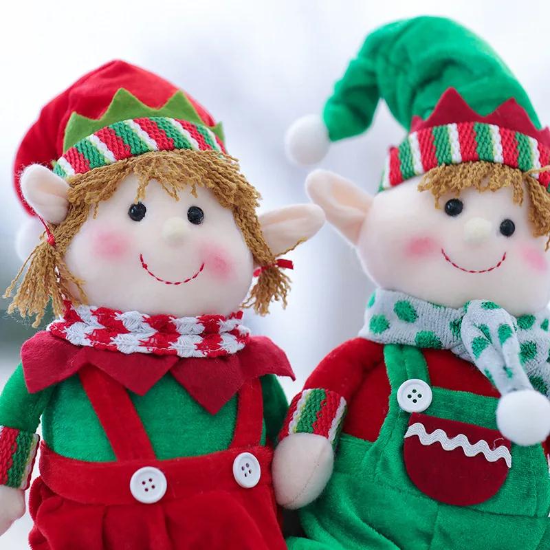 Male and Female Elf Toy Dolls for Home Decoration Christmas Atmosphere Decoration Fabric Plush Legs Elf Doll Accessories
