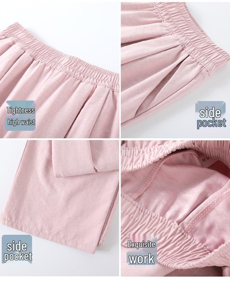 White High-Waisted Ice Silk Wide-Leg Pants for Women - Summer Casual Drape Style