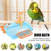 Bird Shower Adjustable Parakeet Bath Bathtub With Faucet Feeding Bowl For Pet Deck Porch Backyard Balcony Patio Yard Indoor