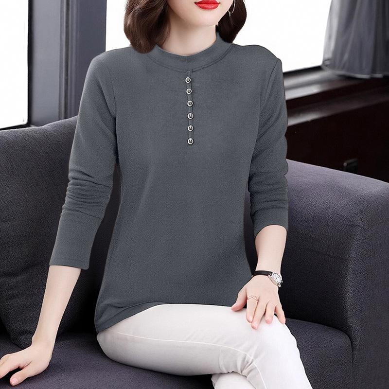 Women S Long Sleeve Pullover Thermal T Shirt For Middle Aged Ladies Autumn