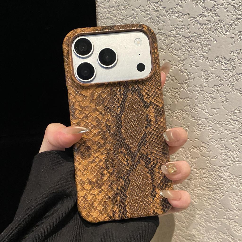 Color-Block Snake Print Phone Case: Compatible with iPhone 11, 12, 13, 14, 15, 16 Pro Max, 17; Half-Wrapped Design.