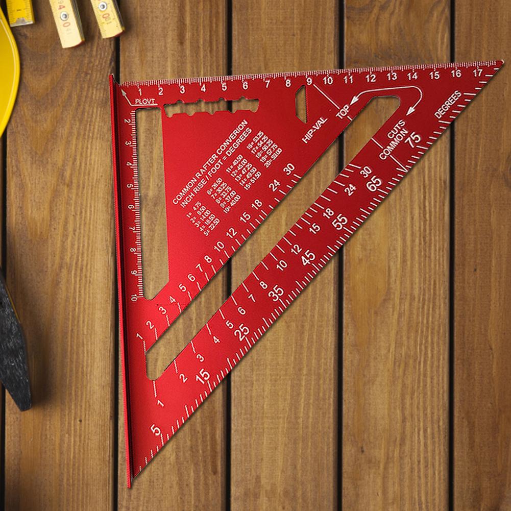 7 Inch Triangle Ruler Aluminum Alloy Measuring Square Ruler High Precision Metric Imperial Angle Ruler Wood Working Tools