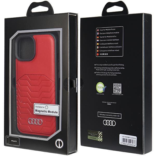 Audi Synthetic Leather Magsafe Iphone 15 / 14 / 13 6.1 Czerwony/Red Hardcase Au-Tpupcmip15-Gt/D3-Rd