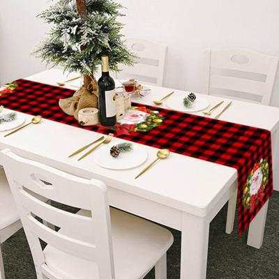 Masa Örtüsü Göz Alıcı Yıkanabilir Masa Dayanıklı Yumuşak Ekose Noel Kar Tanesi Desenli Kumaş Mutfak İçin