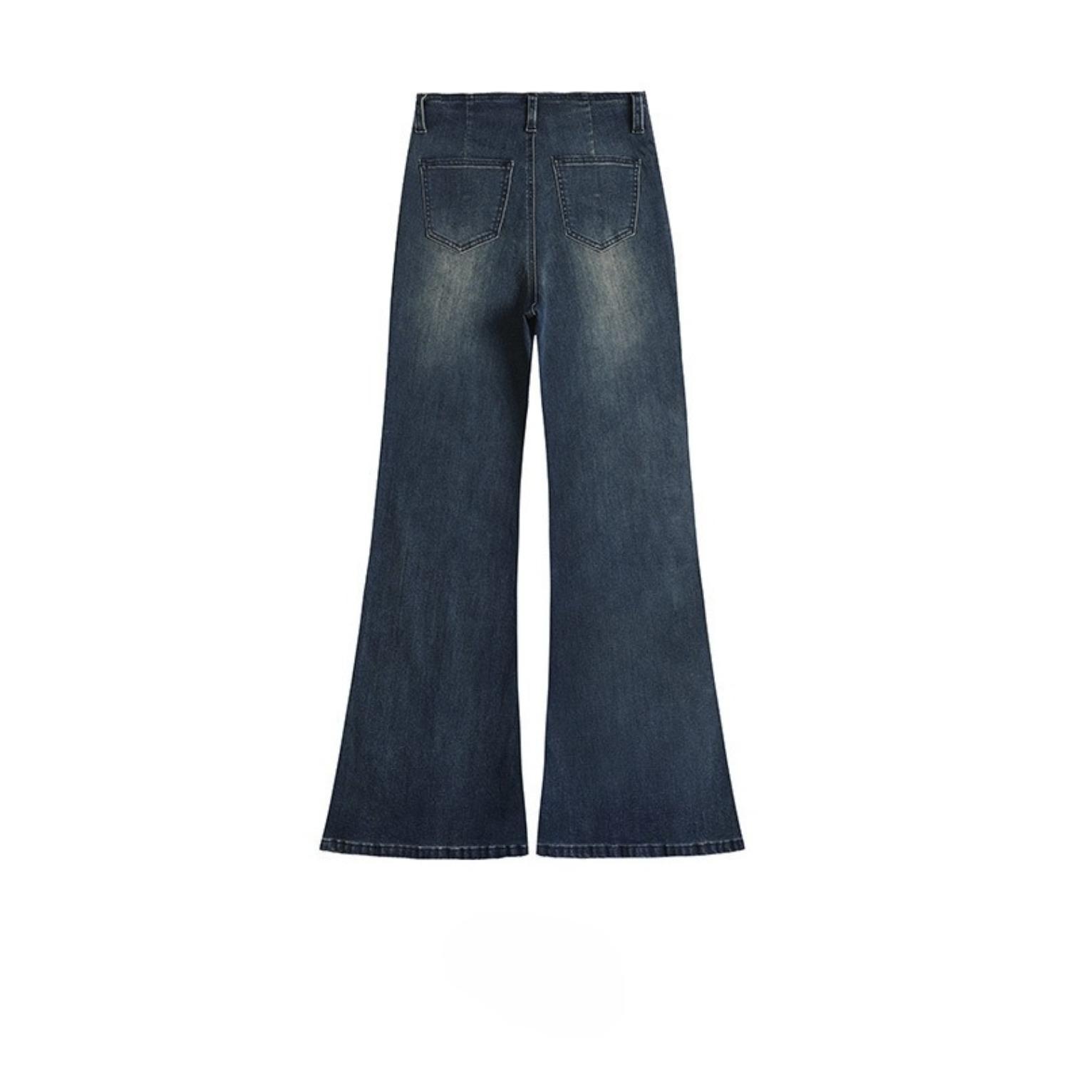 Women s High Waist Flared Jeans Casual Denim Pants Winter Fleece Lined Trousers S