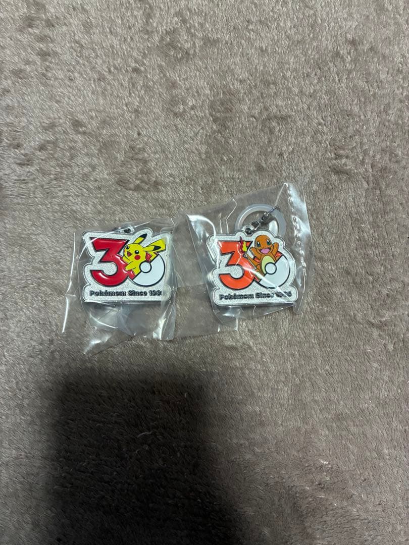 Pokemon 30th Anniversary Metal Charm Mascot Pikachu Charmander