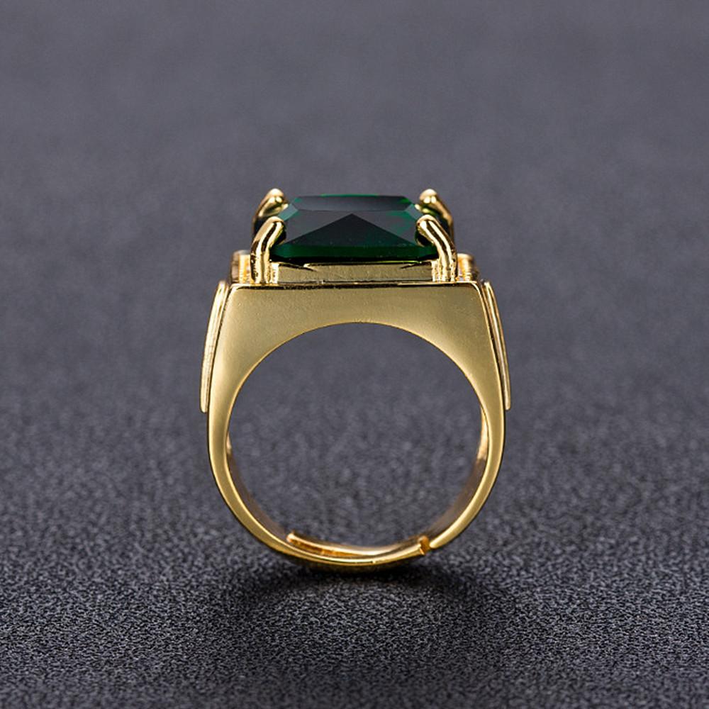 Vintage Zielony Kryształ Szmaragdowe Kamienie Szlachetne Diamenty Pierścionki dla Mężczyzn 18k Złoty Kolor Bague Biżuteria Bijoux Modne Akcesoria Prezenty Nowość