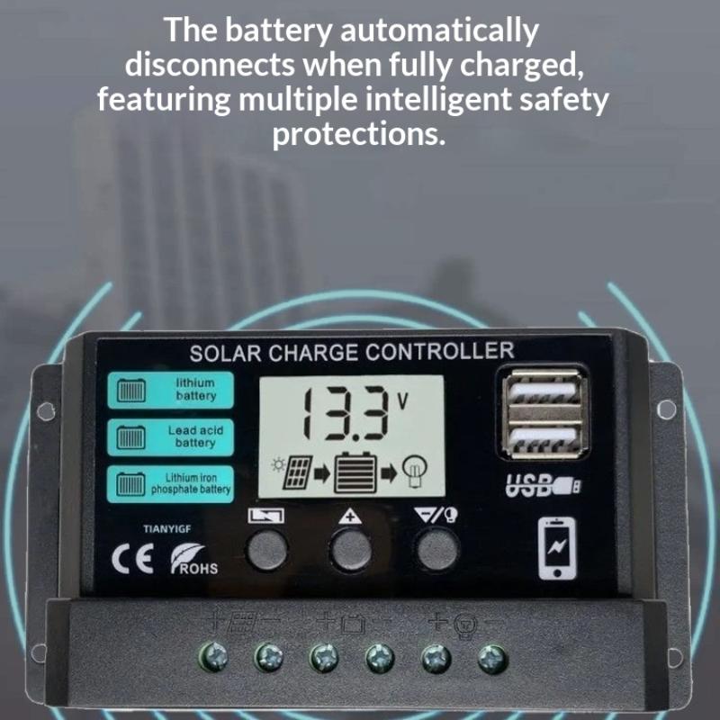 1Pcs Advanced 12V/24V Solar Controller With Lcd Display Multiple Protections Panel Charger Regulator With Load