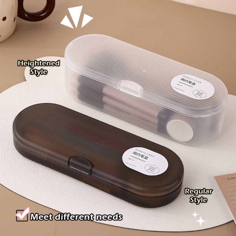 Simple Plastic Storage Box Transparent Stackable Pencil Case Large-capacity Stationery Storage Box Students
