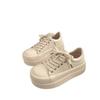 Korean version 2025 new fashion commuter retro high-value platform white shoes versatile light casual sports shoes