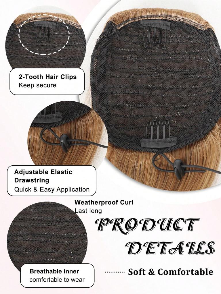 Syntetisk Kort Hårforlengelse med Snøring, 12 Tommer Rett Hårknute Hestehale Forlengelser Naturlig Falsk Hestehale Hårstykke For Kvinner