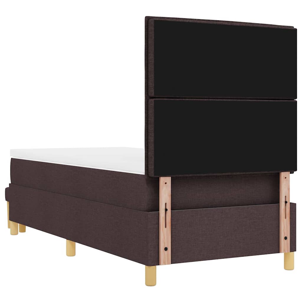 Boxspring Bed with Headboard Dark Brown 200 x 90 cm Fabric