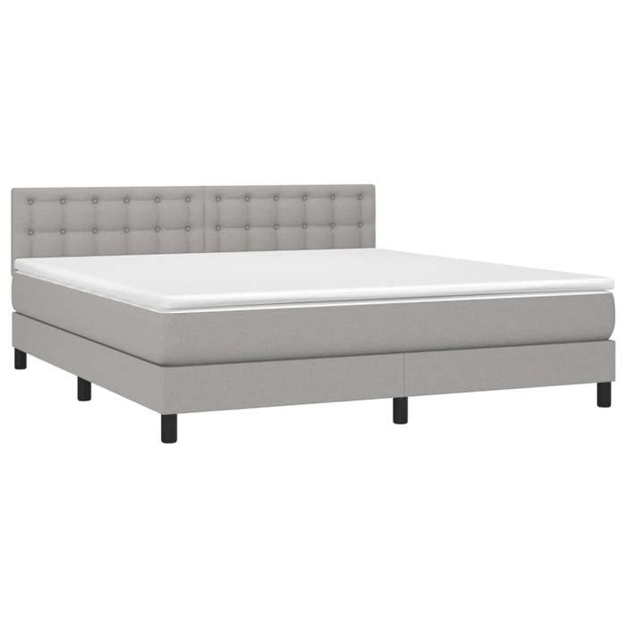 Exclusive House - LED Bed Slatted Base Mattress Light Gray 160x200 Cm Fabric