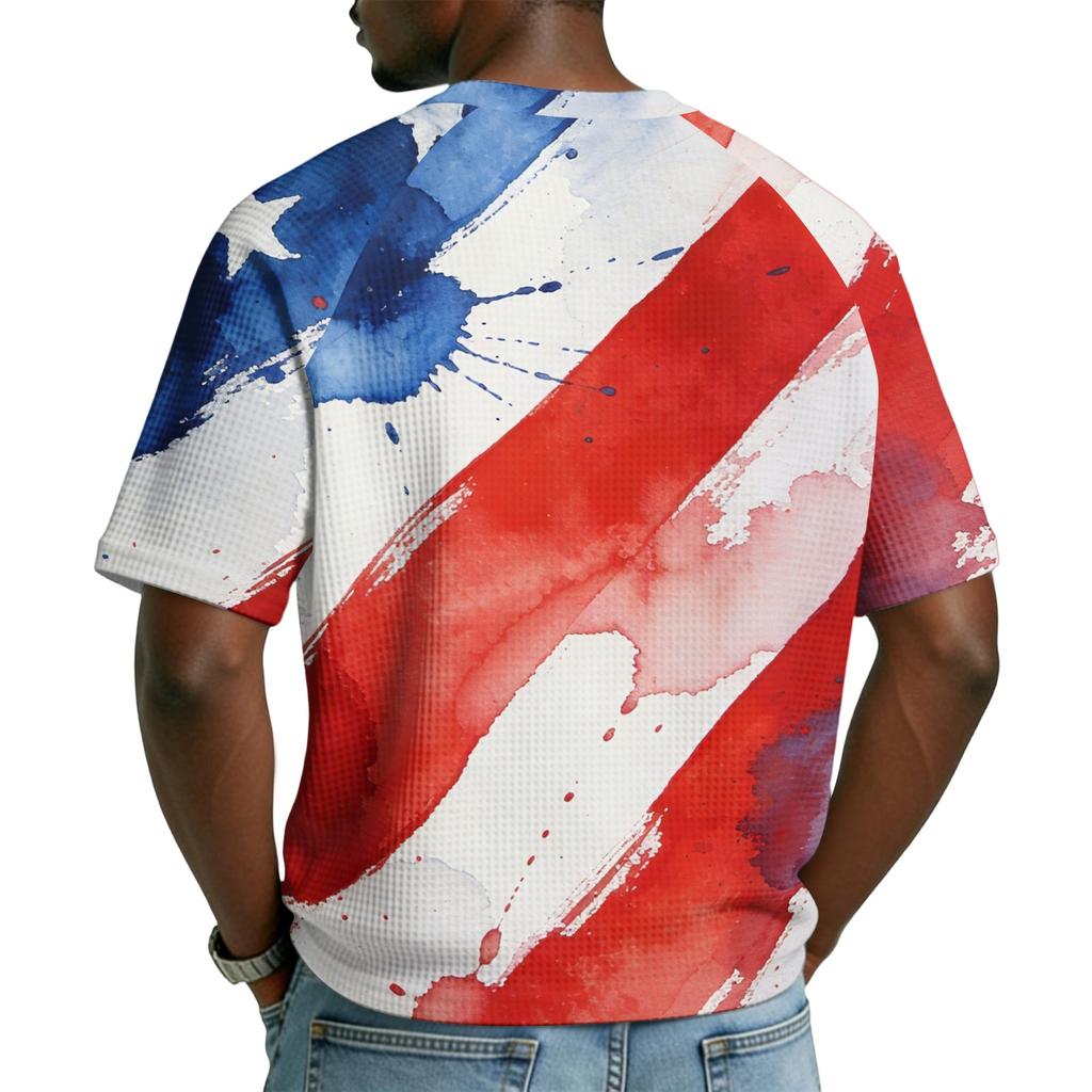 Men's V-Neck Short Sleeve T-Shirt - Color Print Casual Breathable Top