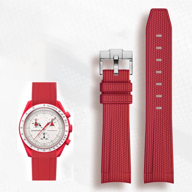 Cinturino Avanzato in Gomma per Orologi Rolex Omega X Swatch Joint MoonSwatch Constellation Sports Cinturino da 20mm Banda con Estremità Curva