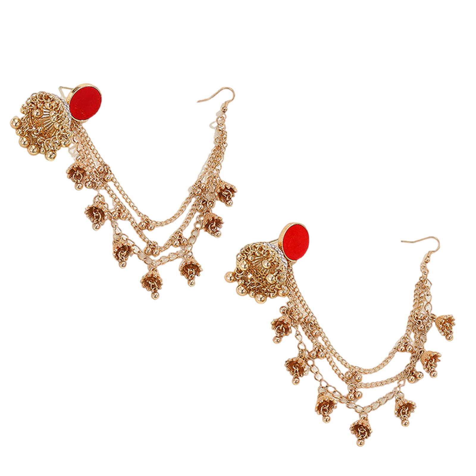 

Традиционные индийские свадебные серьги Модные элегантные серьги-подвески с кристаллами Ручной работы Богемные свадебные аксессуары золотой