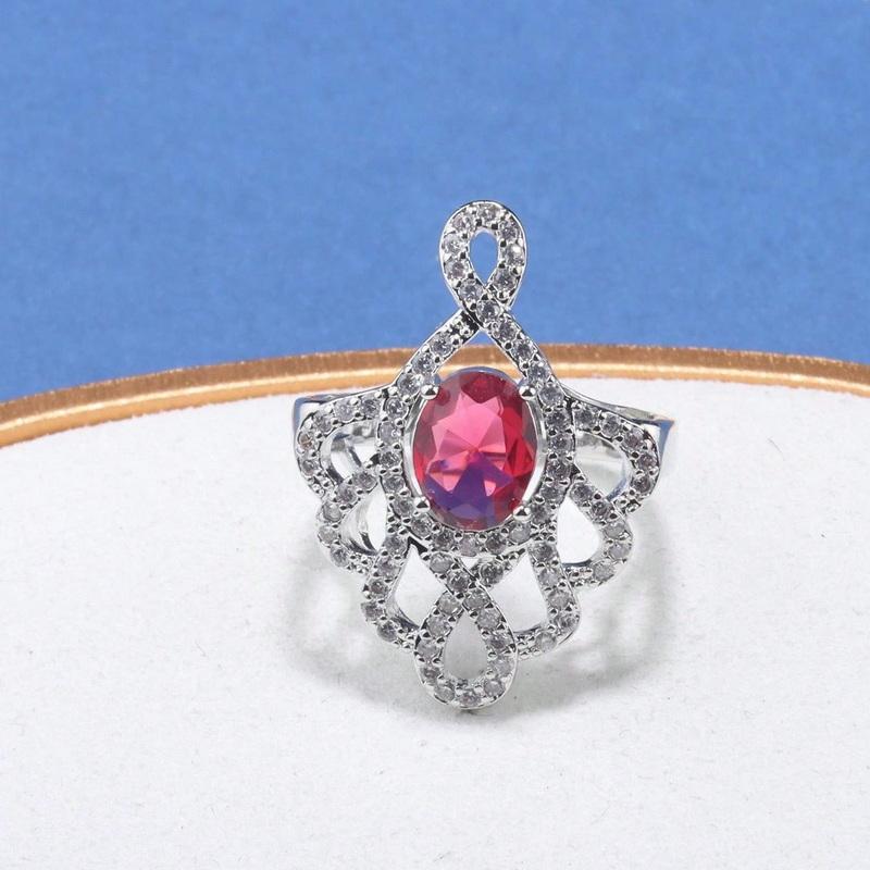 Original Design Rose Red Big Jewelry Hight Quality Zircon Fashion Accessories 5-Piece Sets Women Wedding-Party Costume