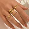European and American New Ring Set, Geometric Wheat Ear Leaf Design Open Index Finger Ring Versatile Ring Jewelry