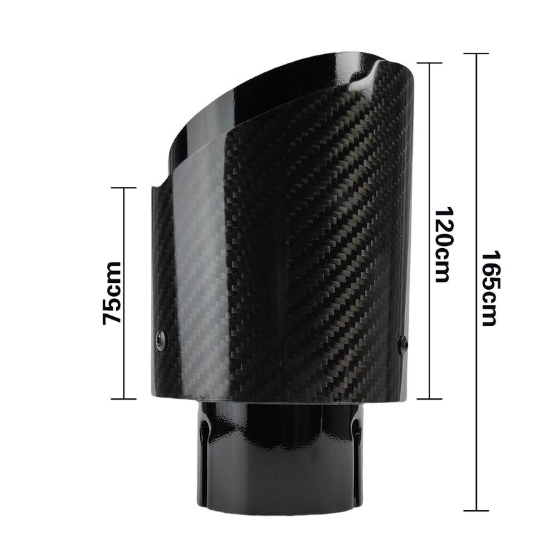 1 Pcs Universal Car Carbon Fibre Tail Throat Stainless Steel Bright Black Twill Glossy Muffler Exhaust Nozzle Tip