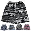Women Casual Beach Shorts Drawstring Elastic Waist Shorts with Pockets Thai-Inspired Elephant Print Wide Leg Summer Shorts