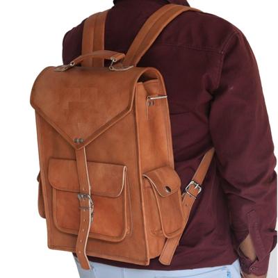 Western Brown Vintage Sac à dos en cuir pour ordinateur portable Messenger Sac convertible Sac à dos
