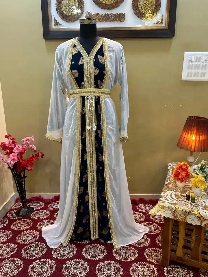 

Платье Фараша ручной работы Исламское Дубайское кафтановое платье Абая Стильное длинное марокканское платье FREE SIZE