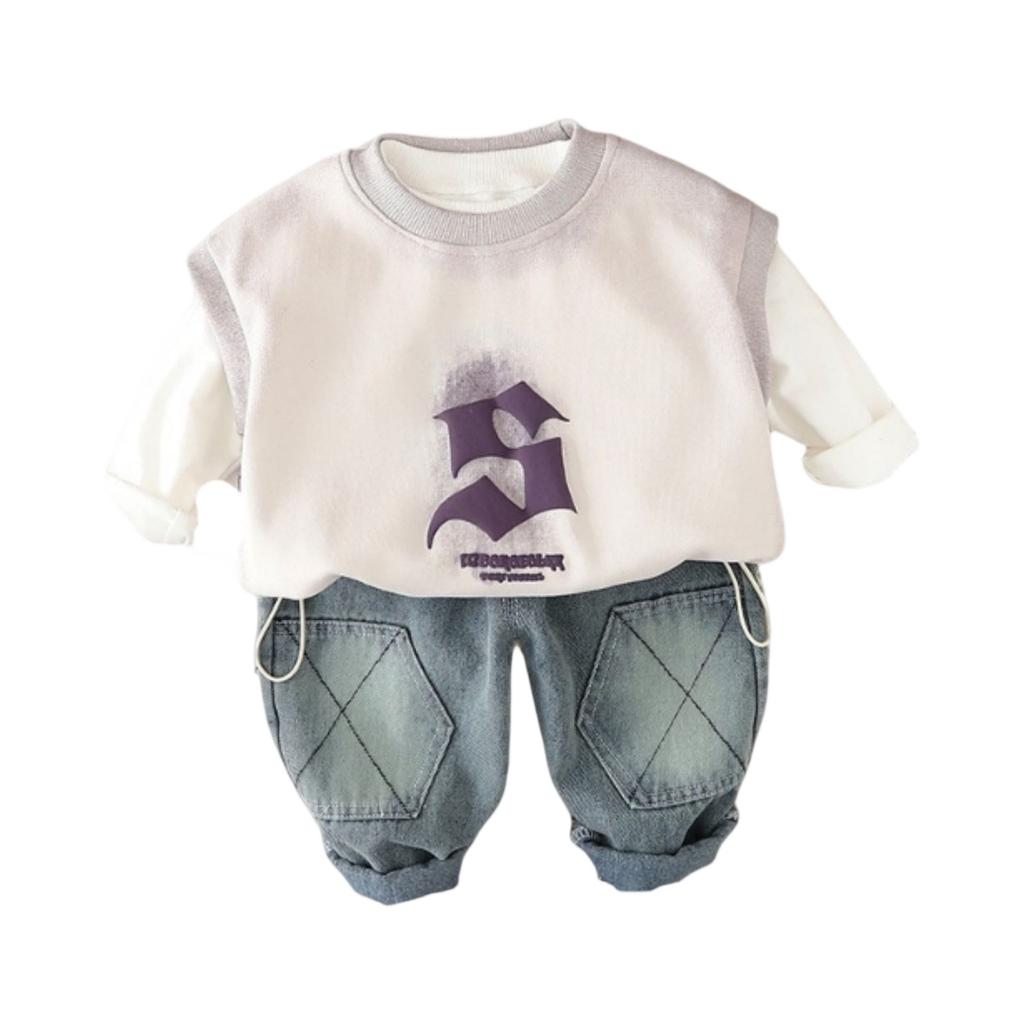 Uformelt langermet sett for barn, komfortable hverdagsantrekk