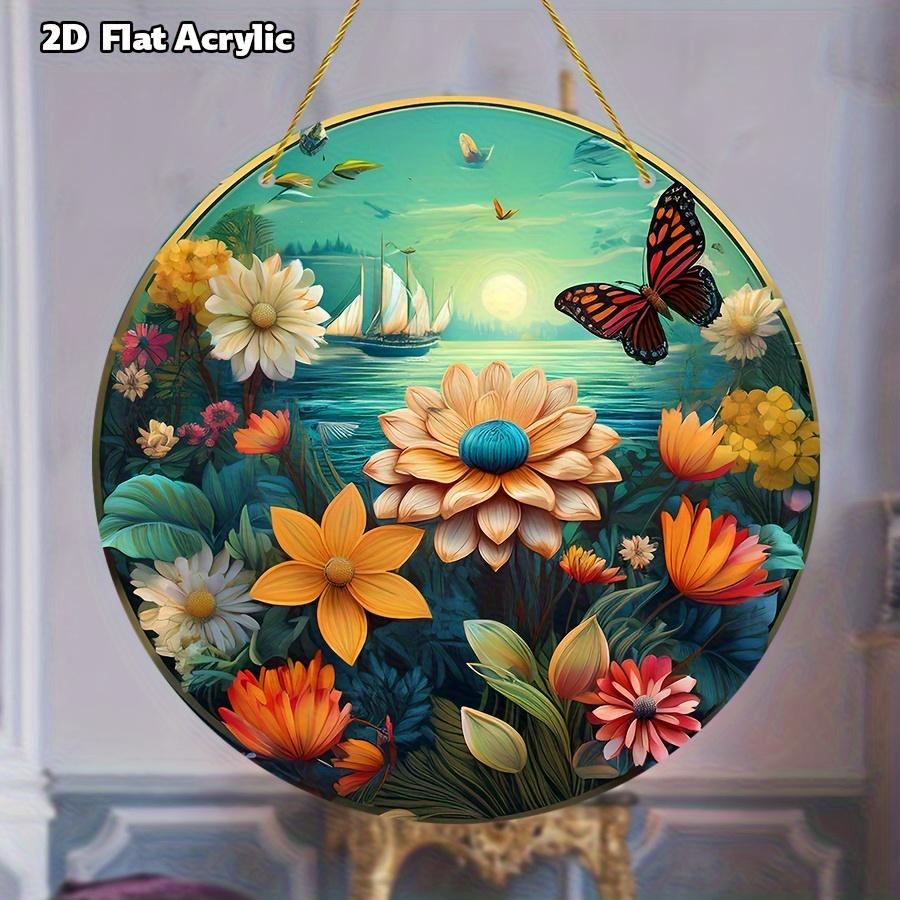 

2D Flat Acrylic Butterfly and Garden Design, Indoor and Outdoor Decoration - No Battery/electricity Required, Free Day Decoration, Shop Decoration 20*20CM